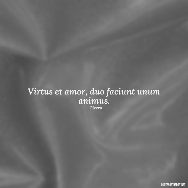 Virtus et amor, duo faciunt unum animus. - Love Quotes In Latin