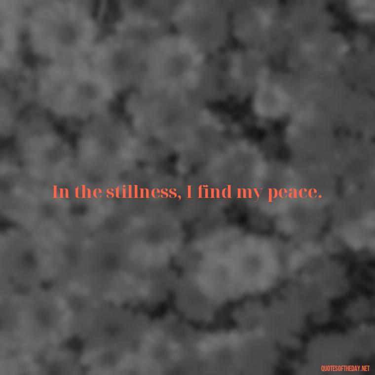 In the stillness, I find my peace. - Short Deep Song Lyrics Quotes