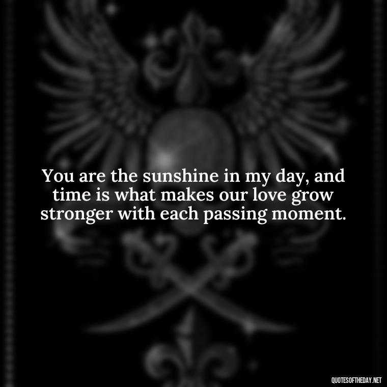 You are the sunshine in my day, and time is what makes our love grow stronger with each passing moment. - Love Time Quotes For Him