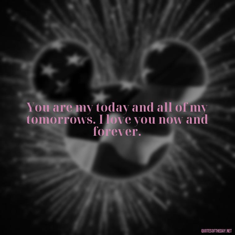 You are my today and all of my tomorrows. I love you now and forever. - Love U Quotes For Her