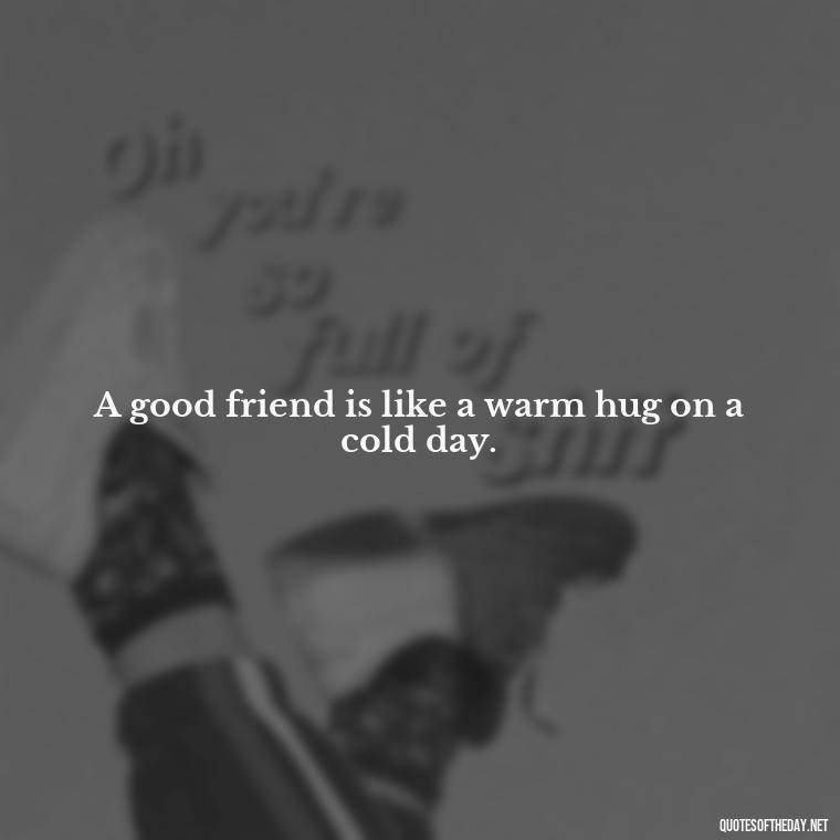 A good friend is like a warm hug on a cold day. - Short Family And Friends Quotes