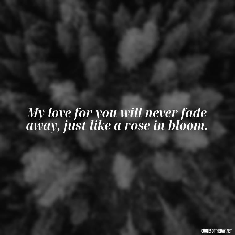 My love for you will never fade away, just like a rose in bloom. - Love Quotes For Her With Pictures