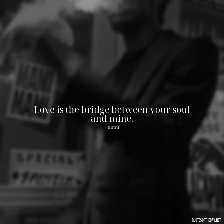 Love is the bridge between your soul and mine. - Rumi Short Quotes