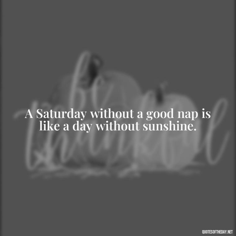 A Saturday without a good nap is like a day without sunshine. - Saturday Quotes Short