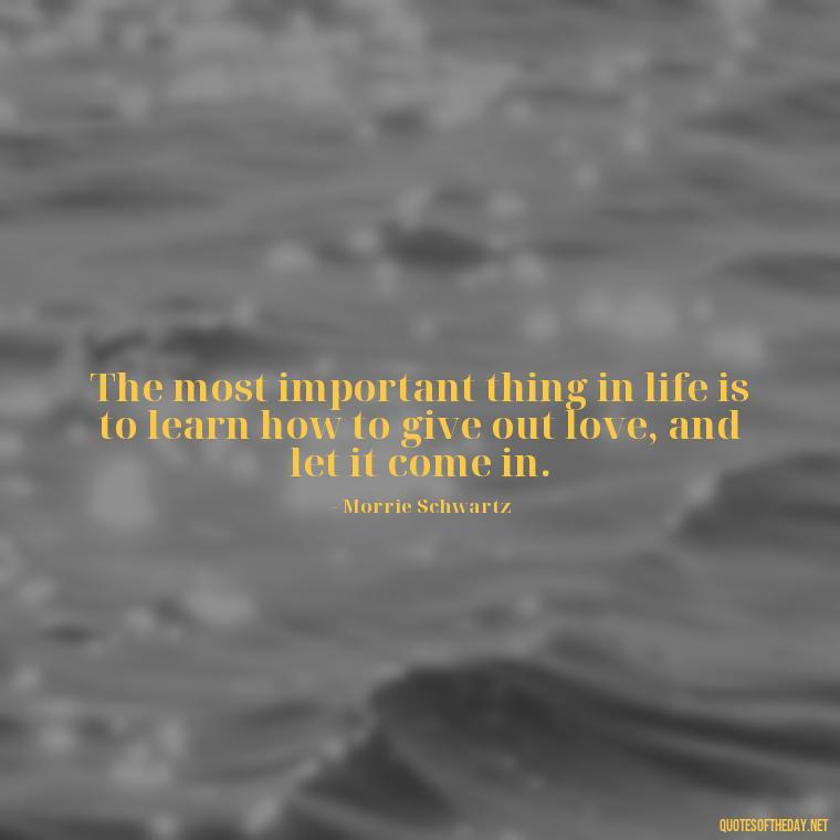 The most important thing in life is to learn how to give out love, and let it come in. - Effort And Love Quotes