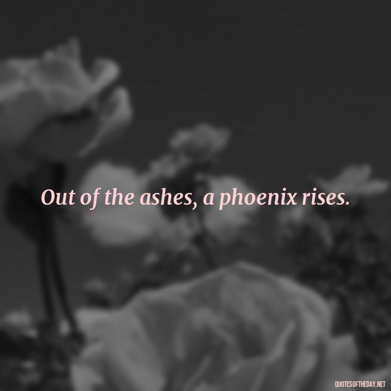 Out of the ashes, a phoenix rises. - Phoenix Quotes Short