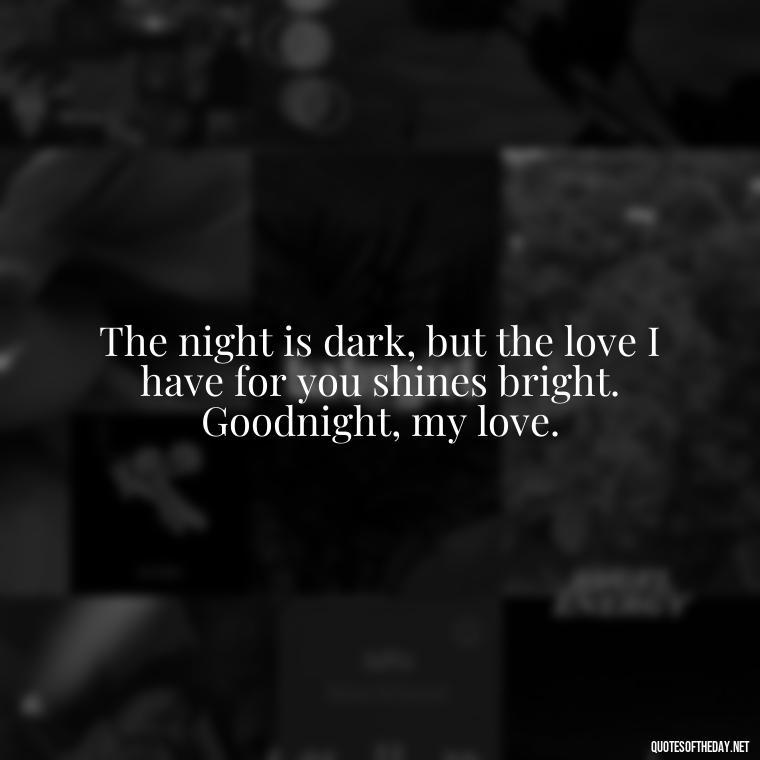 The night is dark, but the love I have for you shines bright. Goodnight, my love. - Short Good Night Quotes