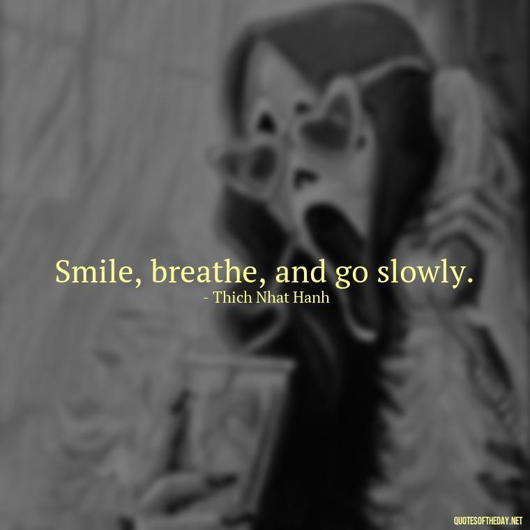 Smile, breathe, and go slowly. - Short Quotes On Fun And Enjoyment