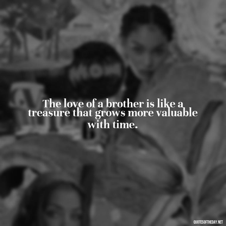 The love of a brother is like a treasure that grows more valuable with time. - Quotes About Brothers Love