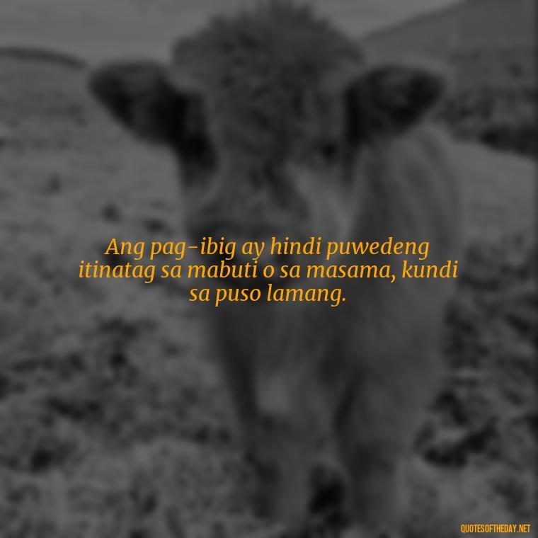 Ang pag-ibig ay hindi puwedeng itinatag sa mabuti o sa masama, kundi sa puso lamang. - Love Quotes Tagalog