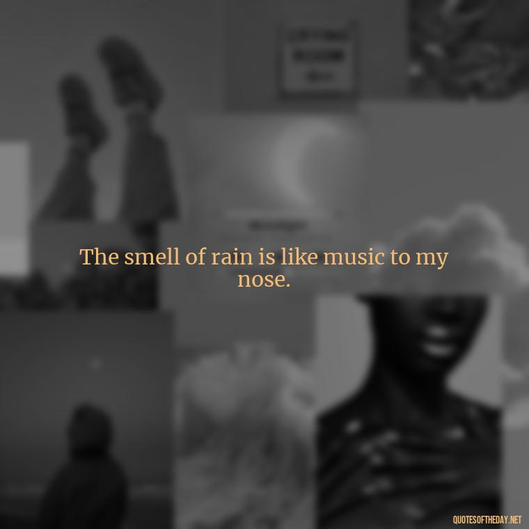 The smell of rain is like music to my nose. - Short Quotes Rain