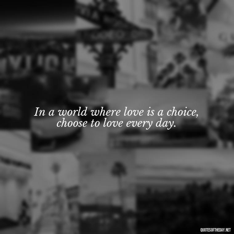 In a world where love is a choice, choose to love every day. - Quotes About Love From Books And Movies