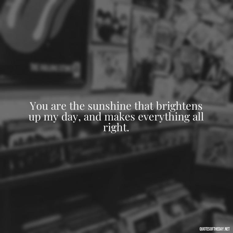 You are the sunshine that brightens up my day, and makes everything all right. - Love Quotes Man To Woman