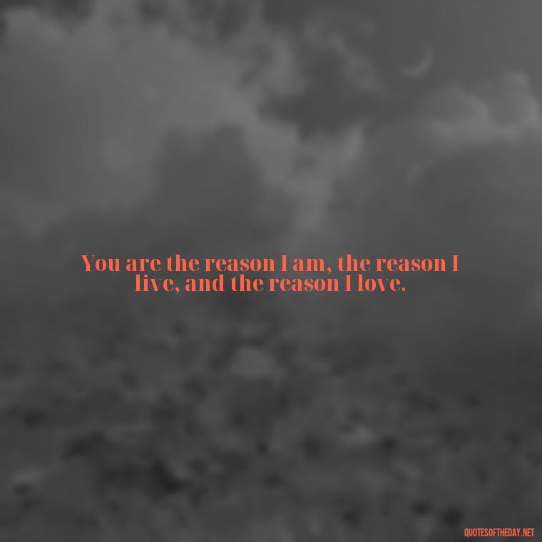 You are the reason I am, the reason I live, and the reason I love. - Being In Love With You Quotes