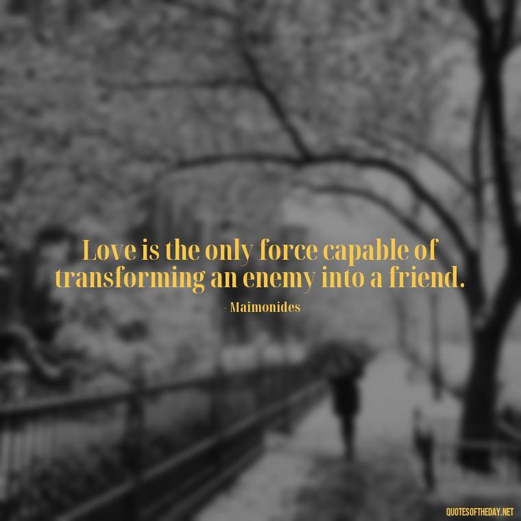 Love is the only force capable of transforming an enemy into a friend. - Jewish Quotes About Love