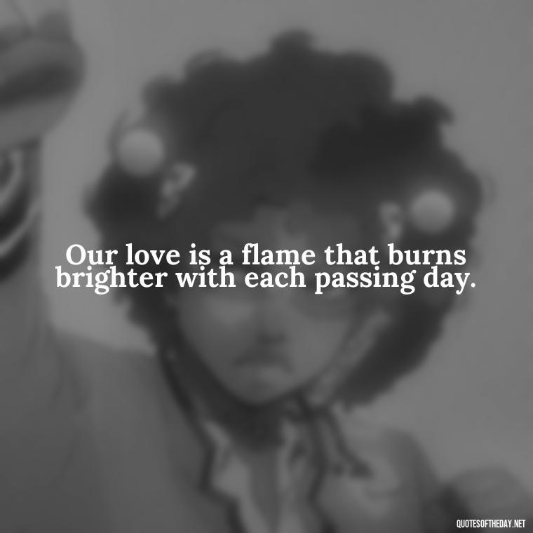 Our love is a flame that burns brighter with each passing day. - Short Motivational Quotes For Husband