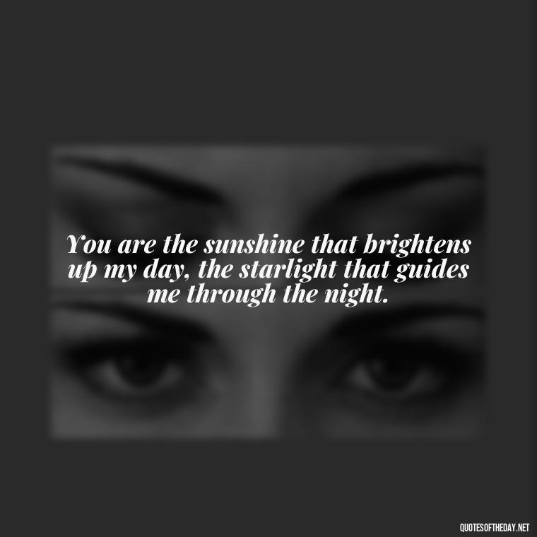 You are the sunshine that brightens up my day, the starlight that guides me through the night. - Morning Quotes For Love