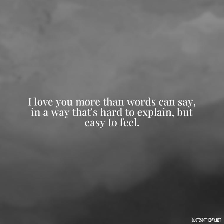 I love you more than words can say, in a way that's hard to explain, but easy to feel. - I Love You The Way Quotes