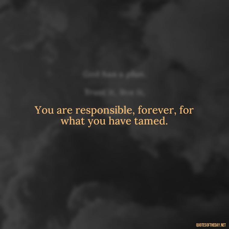 You are responsible, forever, for what you have tamed. - Little Prince Quotes On Love