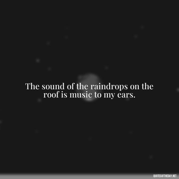 The sound of the raindrops on the roof is music to my ears. - Rain Short Quotes