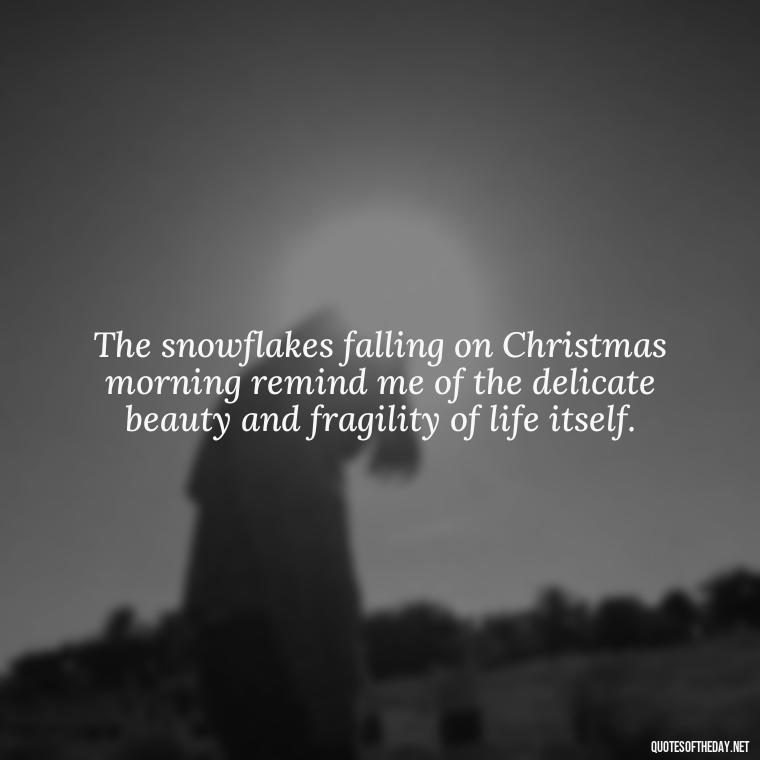 The snowflakes falling on Christmas morning remind me of the delicate beauty and fragility of life itself. - Christmas Quotes For Loved Ones Lost