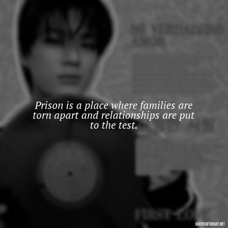 Prison is a place where families are torn apart and relationships are put to the test. - Incarcerated Loved Ones Quotes