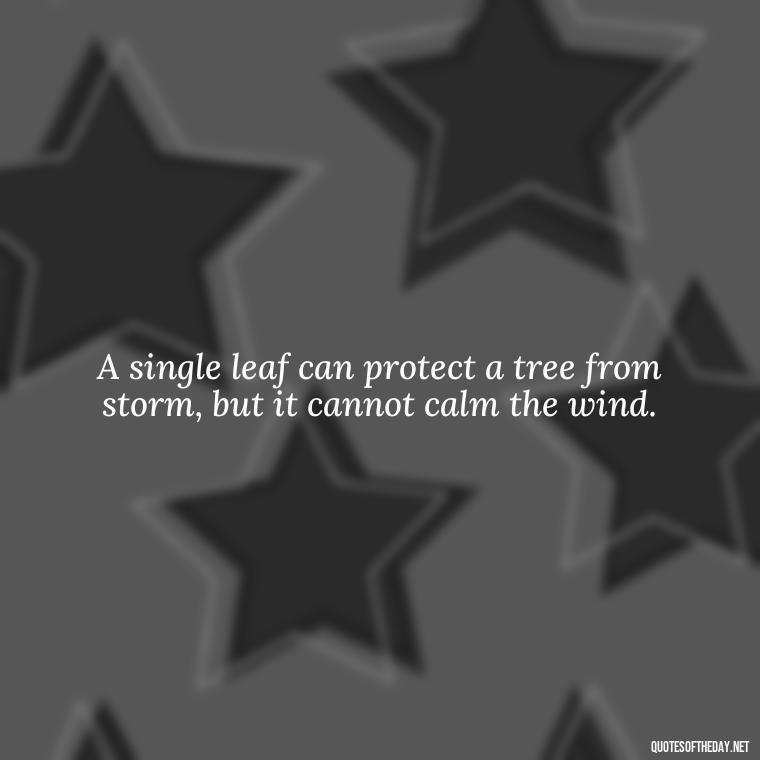 A single leaf can protect a tree from storm, but it cannot calm the wind. - Bible Short Quotes