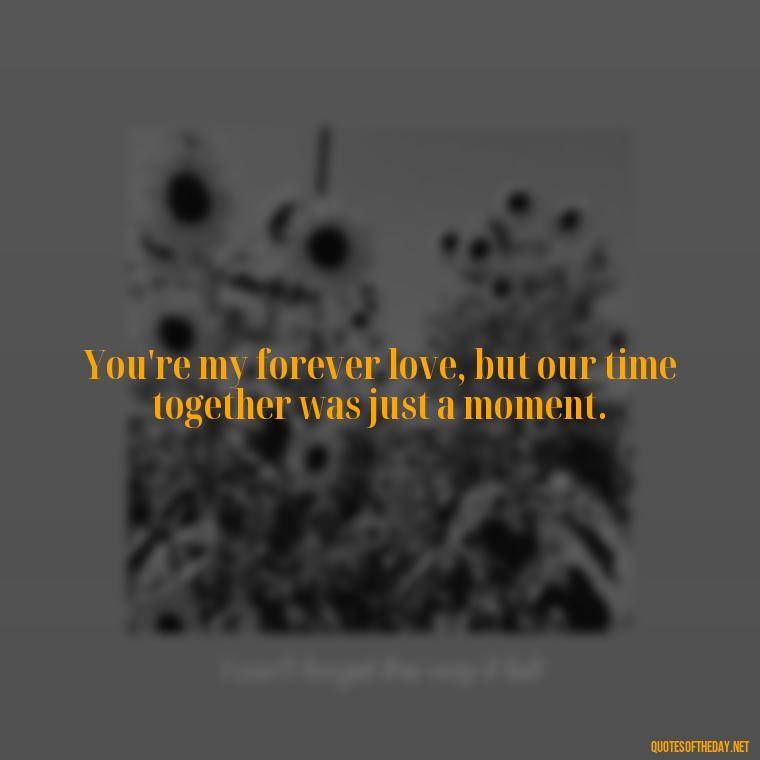 You're my forever love, but our time together was just a moment. - Final Goodbye Unrequited Love Quotes