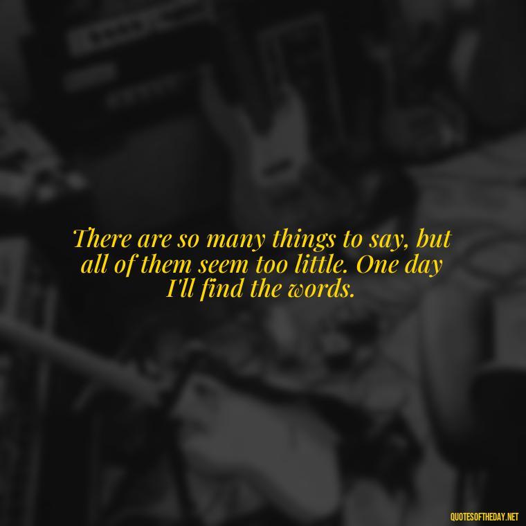 There are so many things to say, but all of them seem too little. One day I'll find the words. - One Day Love Quotes