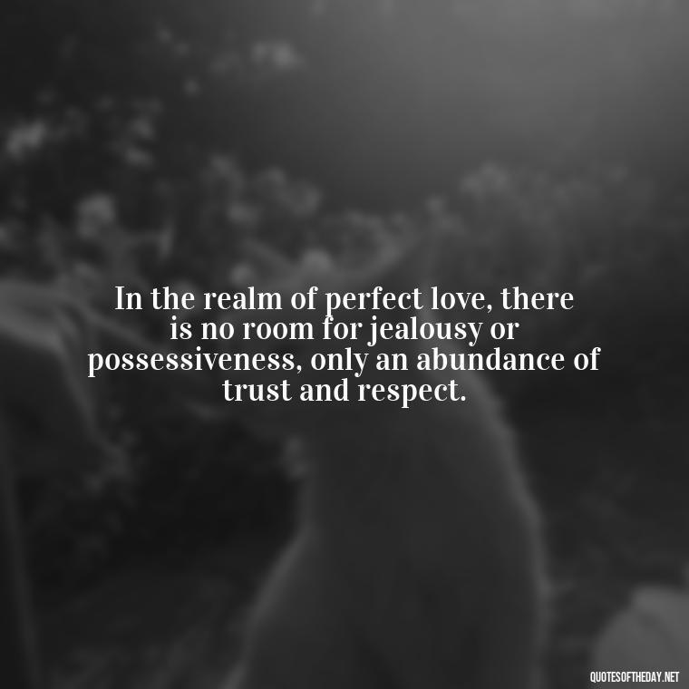 In the realm of perfect love, there is no room for jealousy or possessiveness, only an abundance of trust and respect. - Perfect In Love Quotes