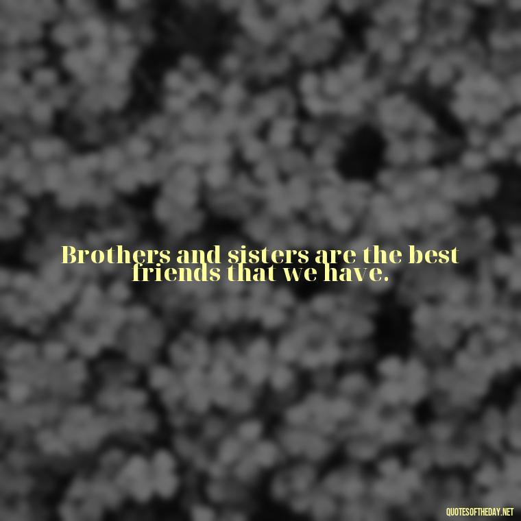 Brothers and sisters are the best friends that we have. - I Love You Quotes For Brother