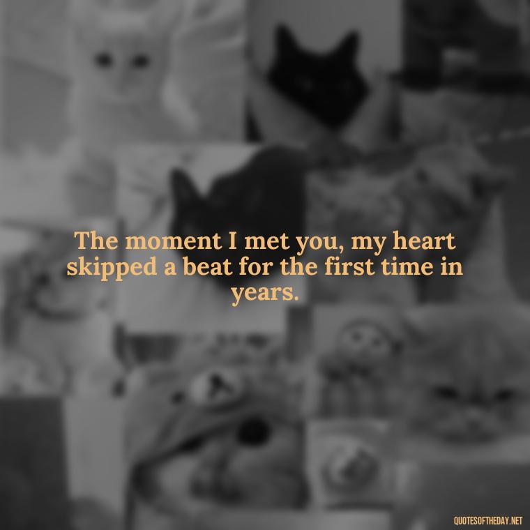 The moment I met you, my heart skipped a beat for the first time in years. - Quotes About Love Crush