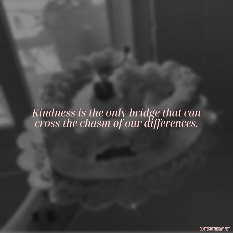 Kindness is the only bridge that can cross the chasm of our differences. - Kindness And Love Quotes