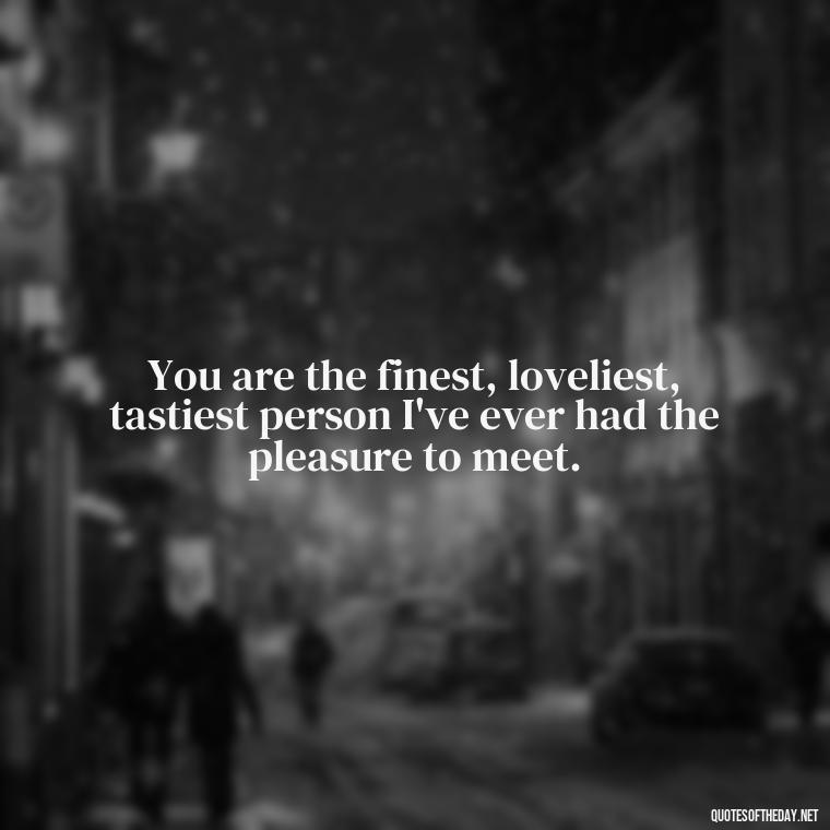 You are the finest, loveliest, tastiest person I've ever had the pleasure to meet. - My Best Friend My Lover Quotes