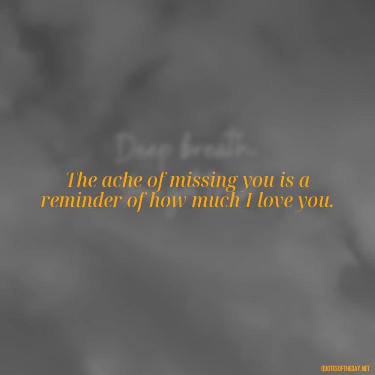 The ache of missing you is a reminder of how much I love you. - I Love You Miss You Quotes