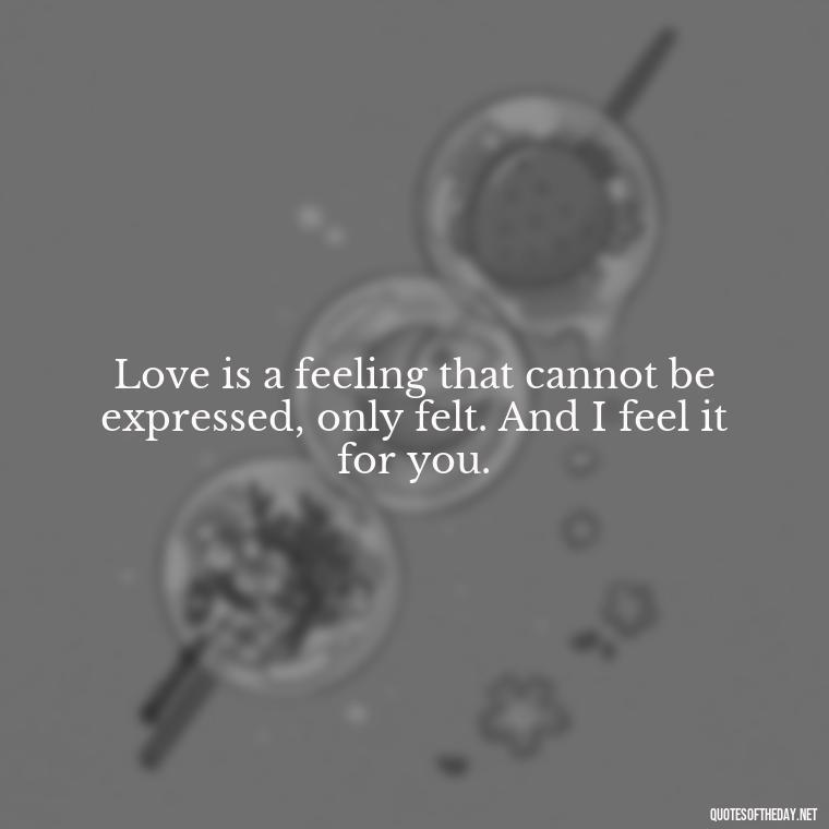 Love is a feeling that cannot be expressed, only felt. And I feel it for you. - Short Quotes Missing Someone