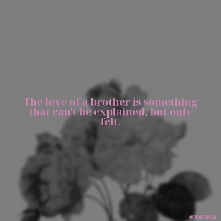 The love of a brother is something that can't be explained, but only felt. - Quotes About Brothers Love