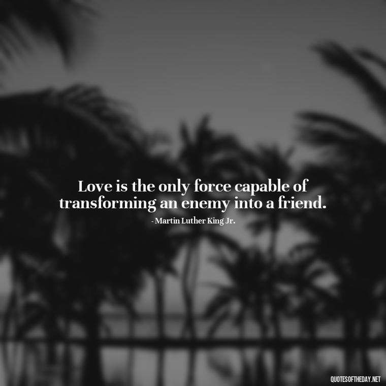 Love is the only force capable of transforming an enemy into a friend. - Quotes About Love Reunited