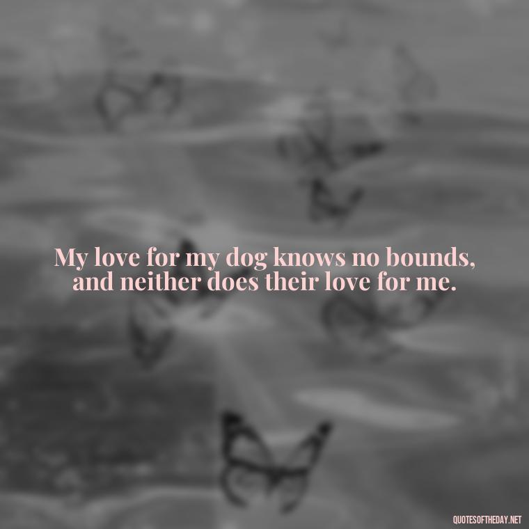 My love for my dog knows no bounds, and neither does their love for me. - Love For My Dog Quotes