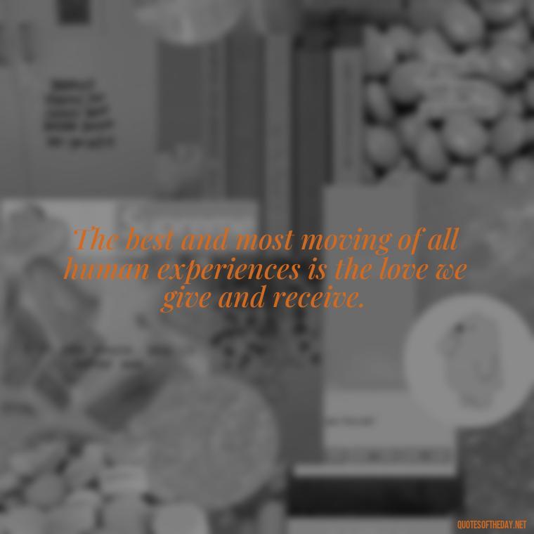 The best and most moving of all human experiences is the love we give and receive. - Famous Quotes About Love By Famous People