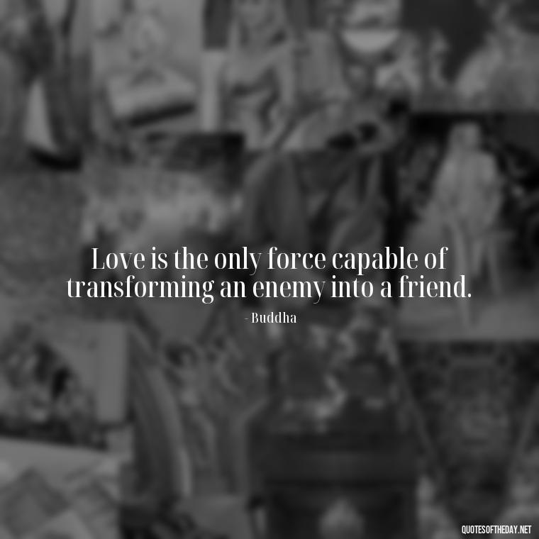 Love is the only force capable of transforming an enemy into a friend. - Buddha Love Quote