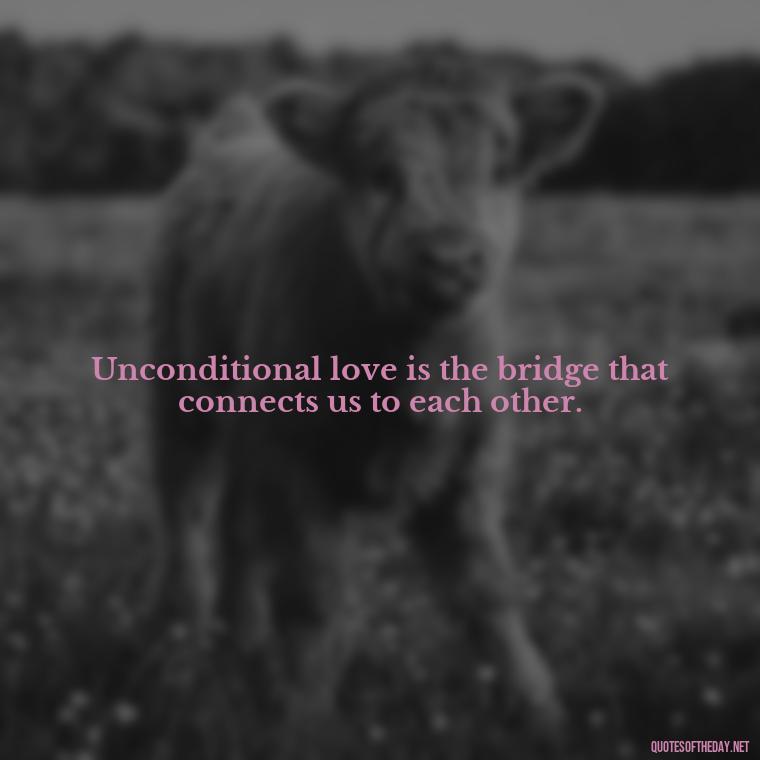 Unconditional love is the bridge that connects us to each other. - Love You Unconditionally Quotes