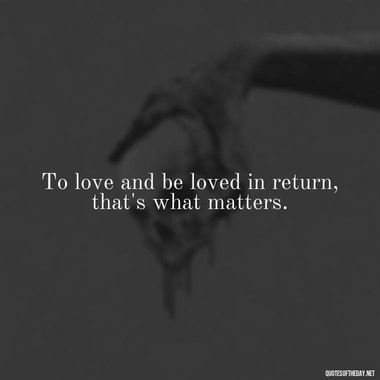 To love and be loved in return, that's what matters. - Harry Potter Quote Love