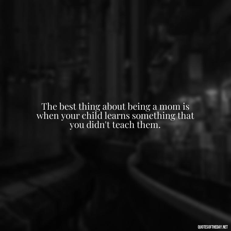 The best thing about being a mom is when your child learns something that you didn't teach them. - Appreciation Love You Mom Quotes