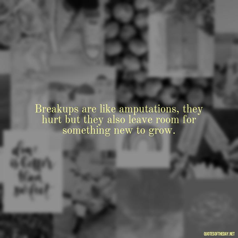 Breakups are like amputations, they hurt but they also leave room for something new to grow. - Short Breakup Quotes