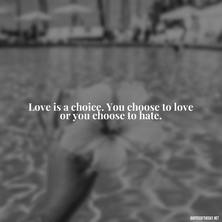 Love is a choice. You choose to love or you choose to hate. - Love Popular Quotes