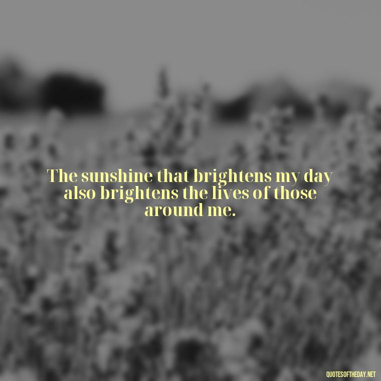 The sunshine that brightens my day also brightens the lives of those around me. - Love The Sunshine Quotes