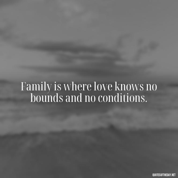 Family is where love knows no bounds and no conditions. - Love Of My Family Quotes