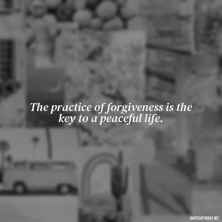 The practice of forgiveness is the key to a peaceful life. - Short Forgiveness Quotes