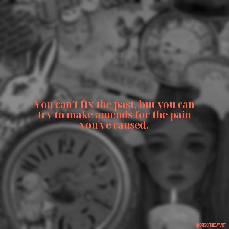 You can't fix the past, but you can try to make amends for the pain you've caused. - Quotes About Hurting The Ones You Love